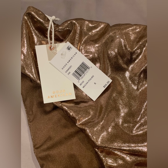 GOOD AMERICAN Bronze Metallic Reversible Bikini Bottom NWT - Picture 2 of 5